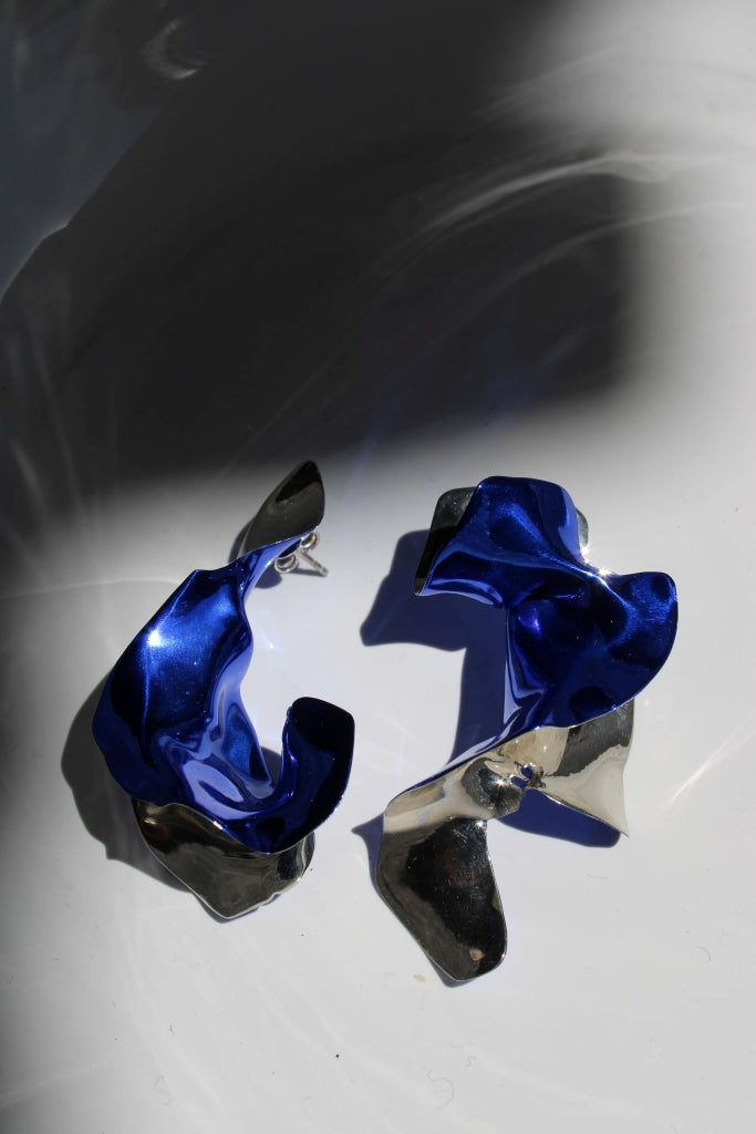 Flamenco Flower in Silver and Blue - Unique Piece |Earrings|