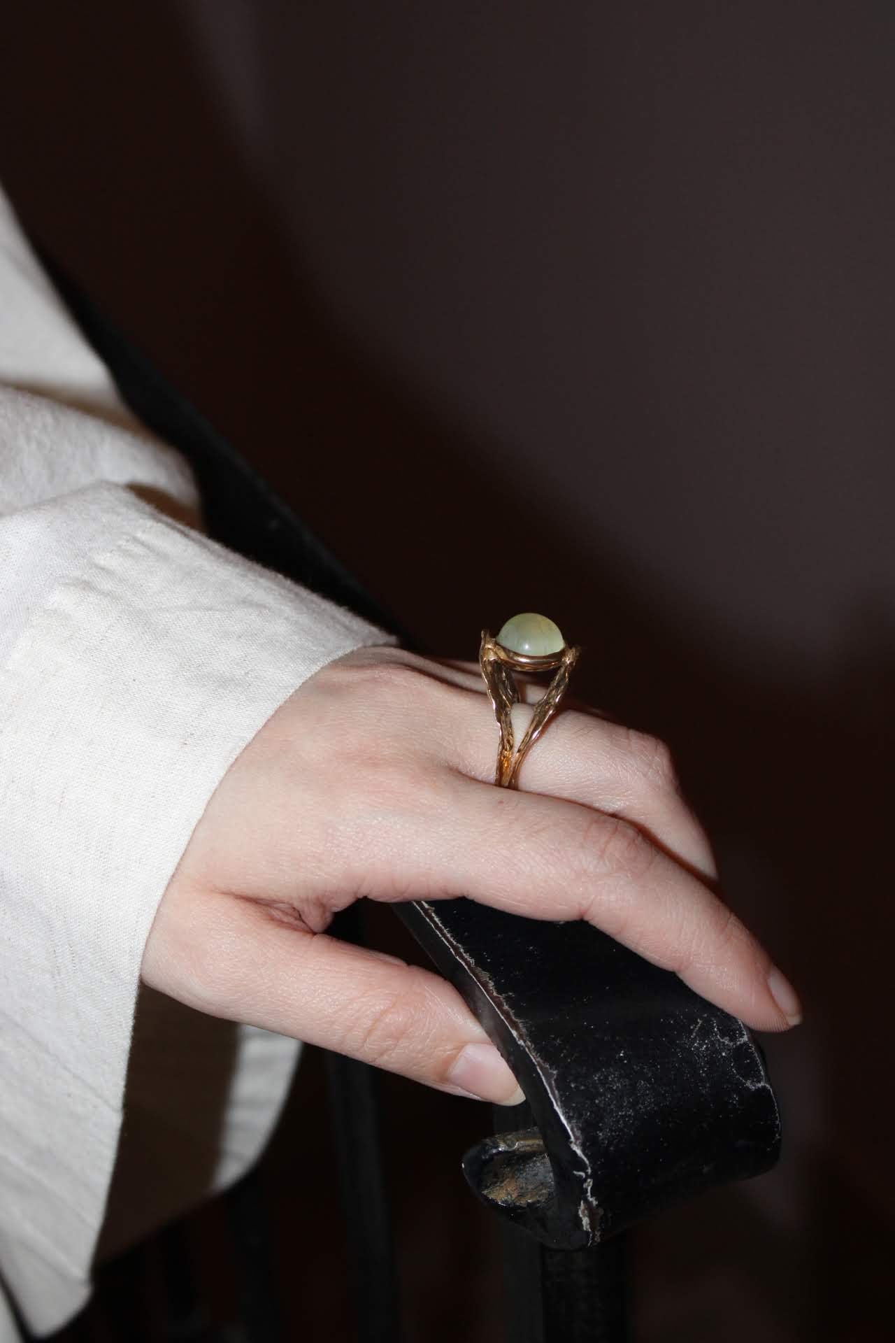 Lagestroemia with Prehnite |Ring| - ONE OF A KIND