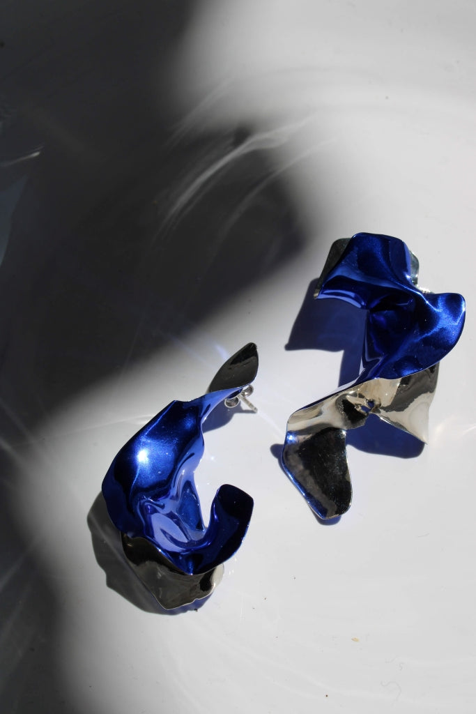 Flamenco Flower in Silver and Blue - Unique Piece |Earrings|