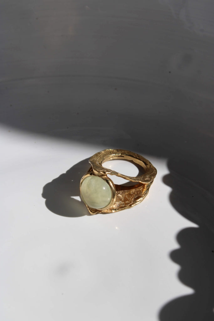 Lagestroemia with Prehnite |Ring| - ONE OF A KIND