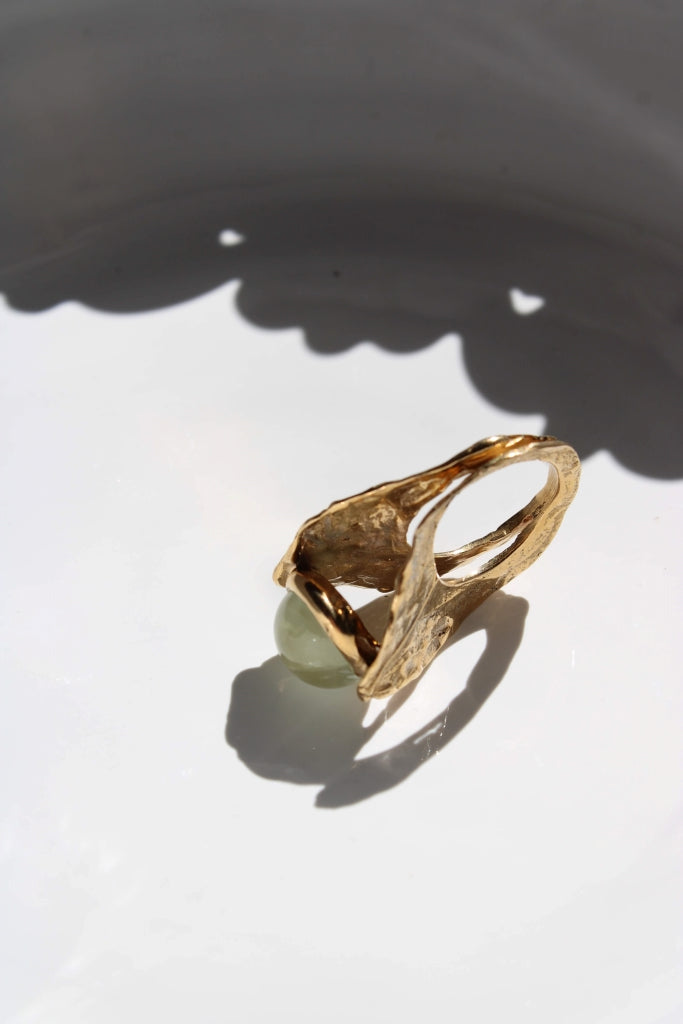 Lagestroemia with Prehnite |Ring| - ONE OF A KIND
