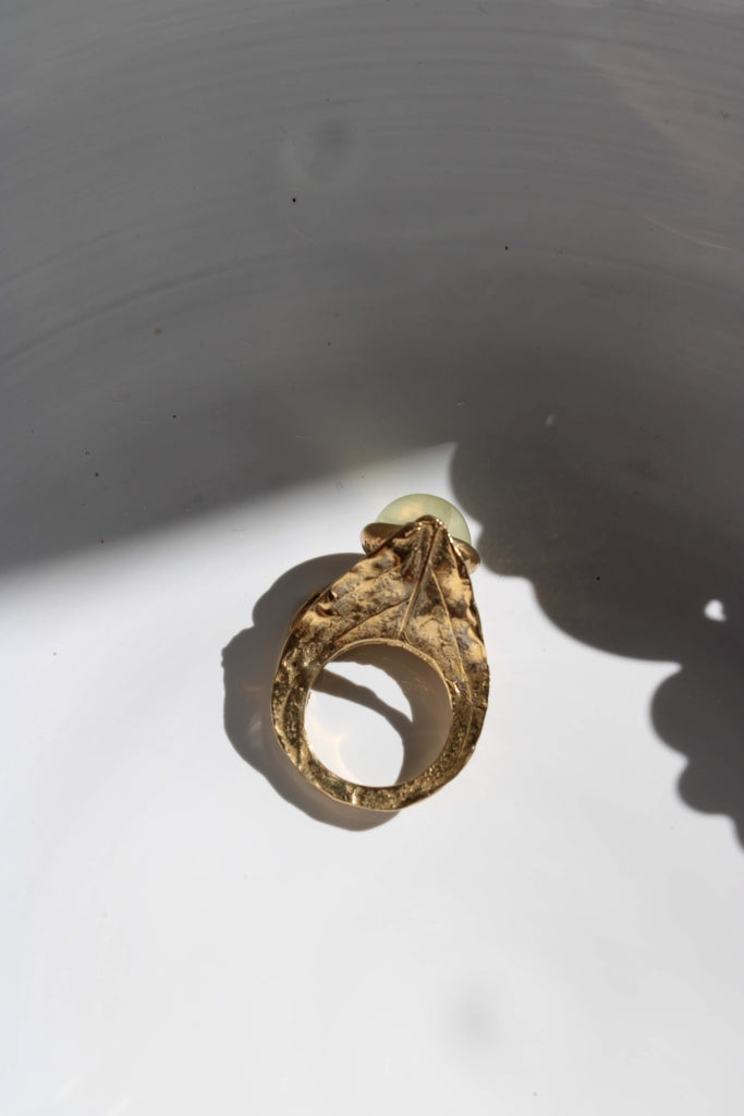 Lagestroemia with Prehnite |Ring| - ONE OF A KIND