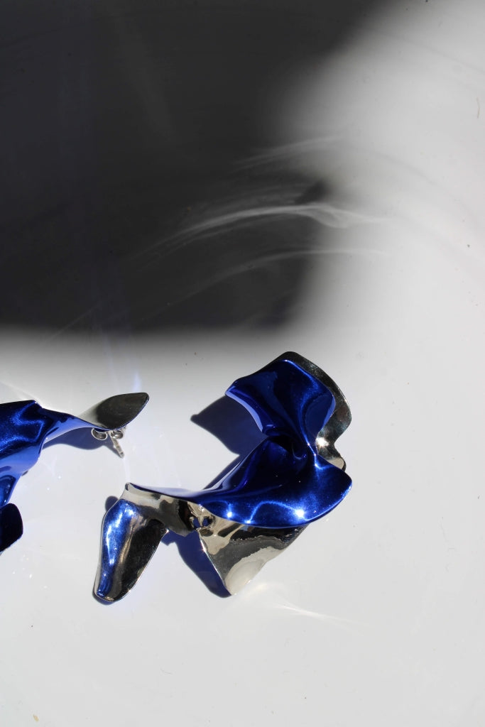 Flamenco Flower in Silver and Blue - Unique Piece |Earrings|