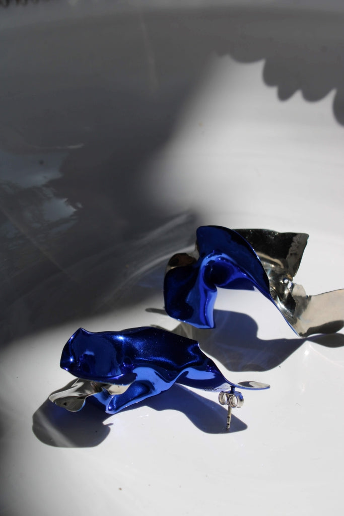 Flamenco Flower in Silver and Blue - Unique Piece |Earrings|