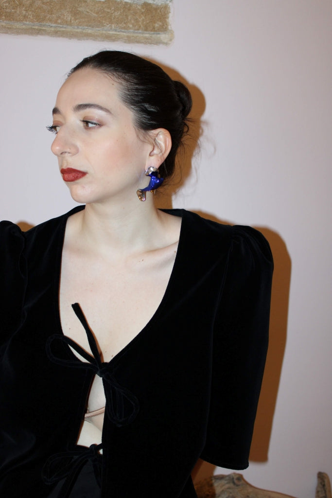 Flamenco Flower in Silver and Blue - Unique Piece |Earrings|