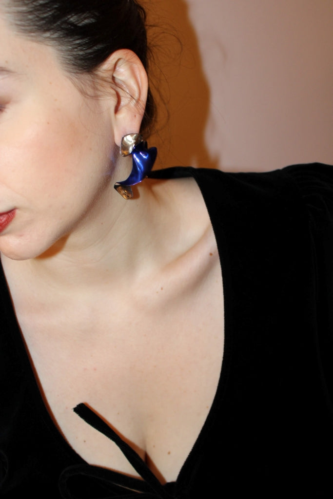 Flamenco Flower in Silver and Blue - Unique Piece |Earrings|