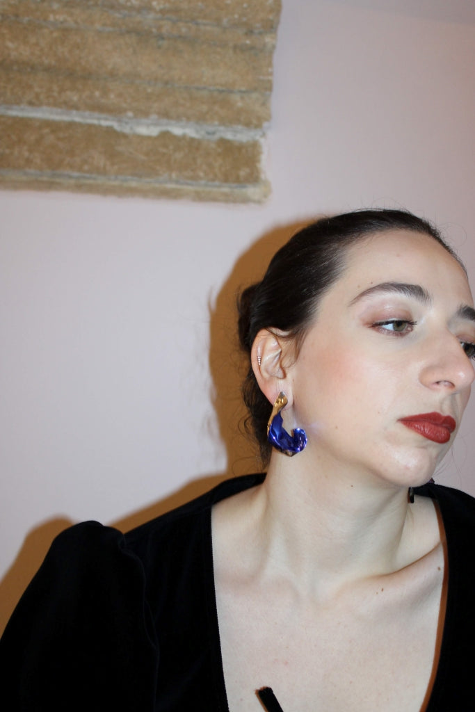 Flamenco Flower in Silver and Blue - Unique Piece |Earrings|