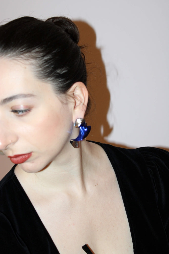 Flamenco Flower in Silver and Blue - Unique Piece |Earrings|