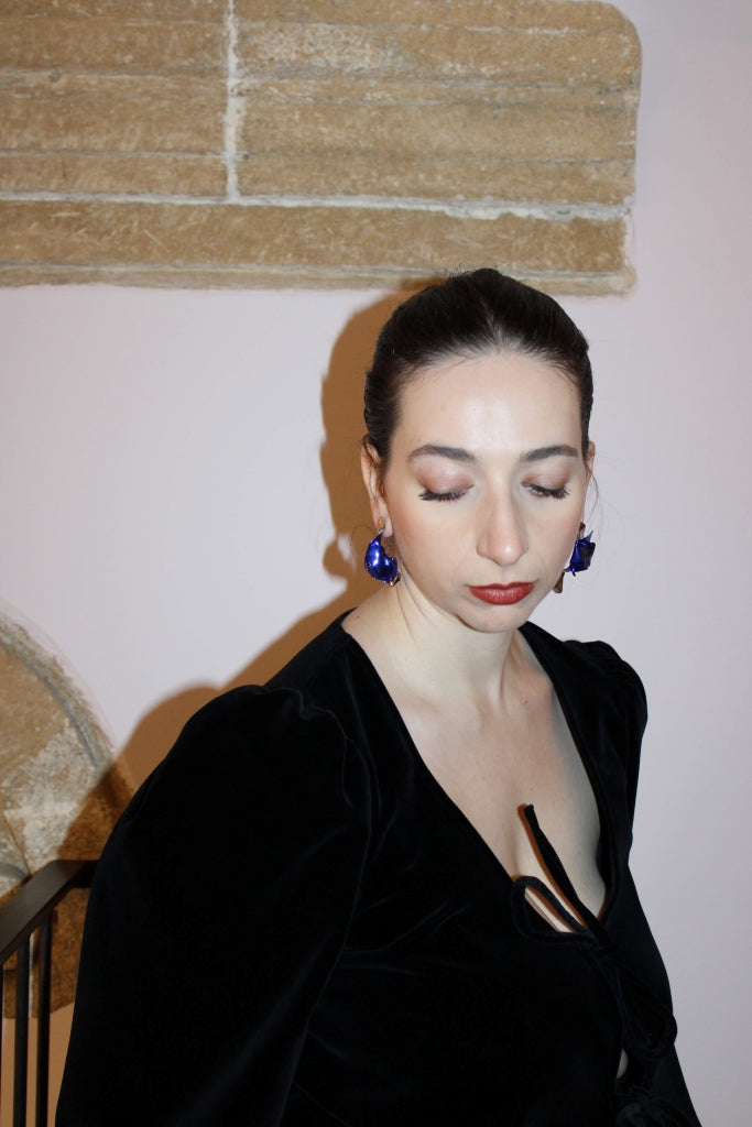 Flamenco Flower in Silver and Blue - Unique Piece |Earrings|