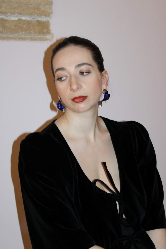 Flamenco Flower in Silver and Blue - Unique Piece |Earrings|