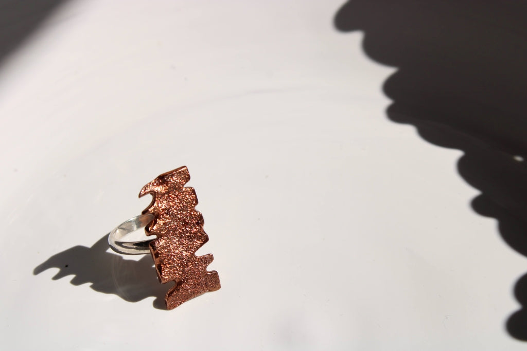 Palm in Brown Diamantato |Ring|