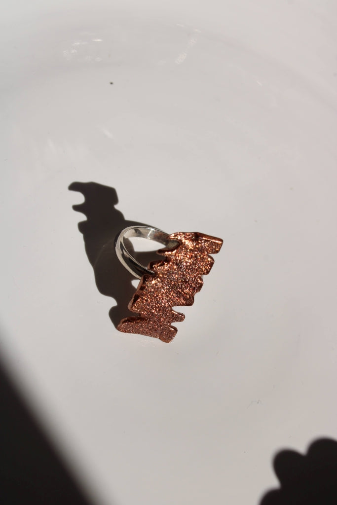 Palm in Brown Diamantato |Ring|