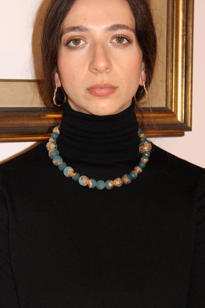 Reef in Forest Green and Gold |Necklace|