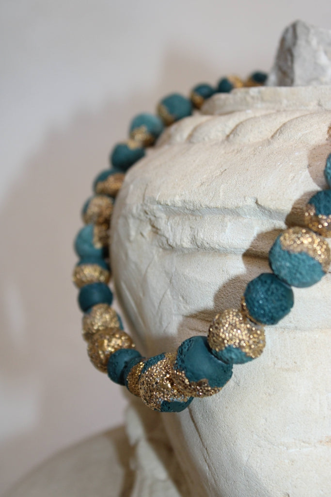 Reef in Forest Green and Gold |Necklace|