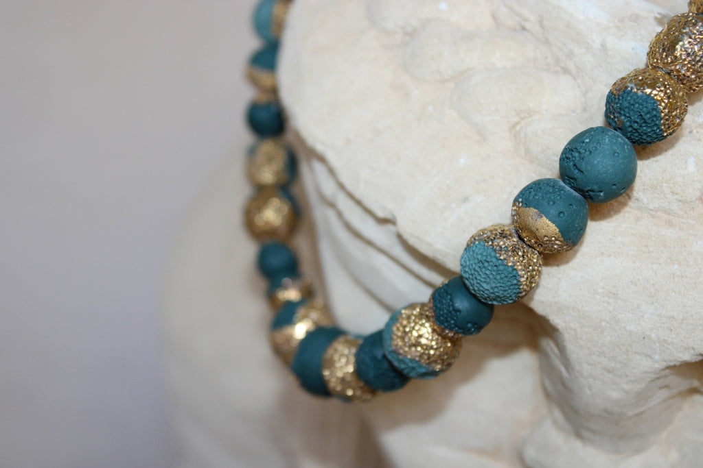 Reef in Forest Green and Gold |Necklace|