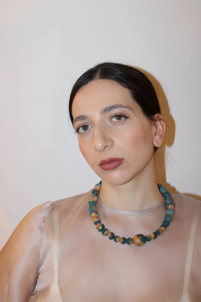 Reef in Forest Green and Gold |Necklace|