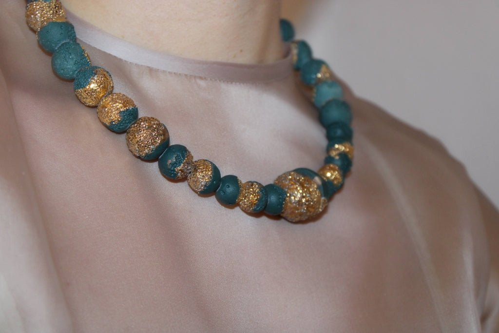 Reef in Forest Green and Gold |Necklace|