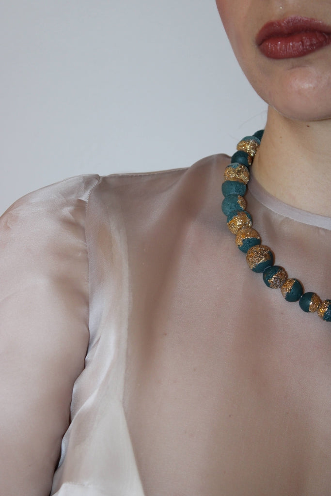 Reef in Forest Green and Gold |Necklace|