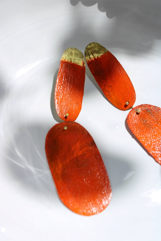 Tragedy Ecstasy Doom in Bright Orange |Earrings|
