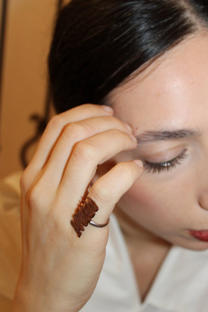 Palm in Brown Diamantato |Ring|