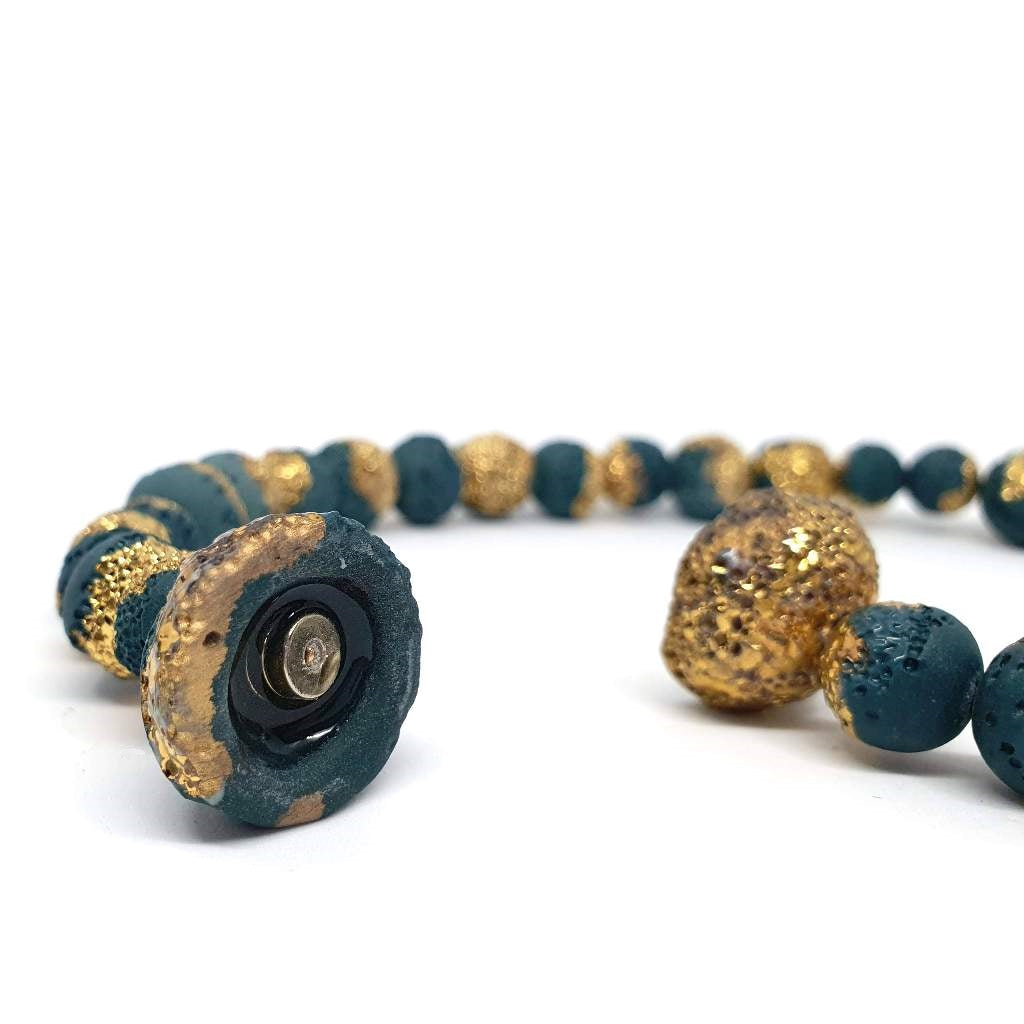 Reef in Forest Green and Gold |Necklace|