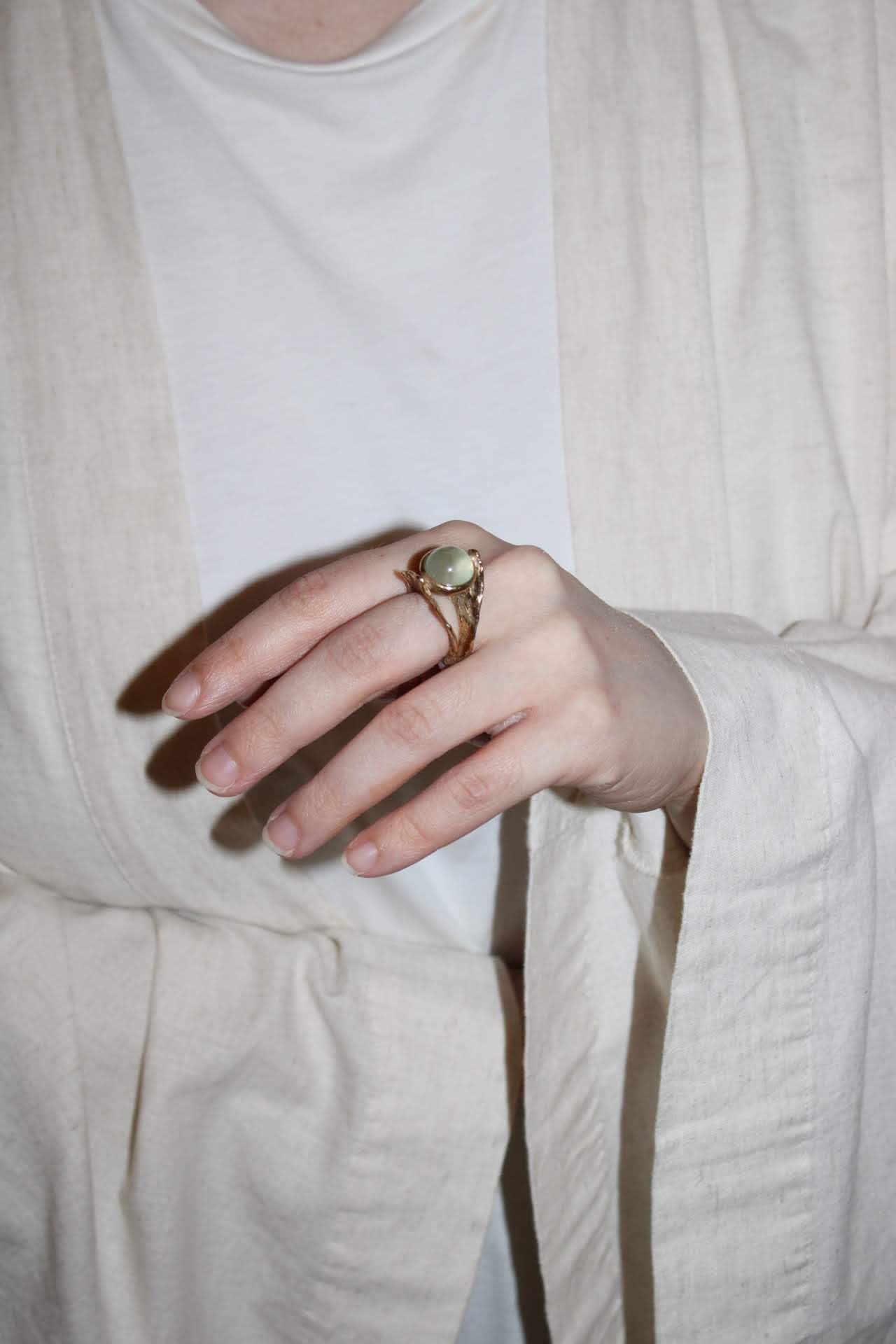 Lagestroemia with Prehnite |Ring| - ONE OF A KIND