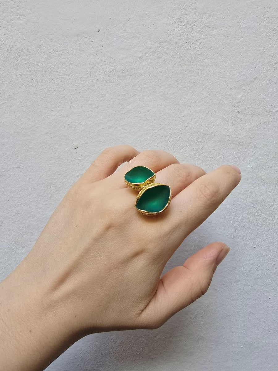 Schneebecherling - Two Cups in Sea Green |Ring|