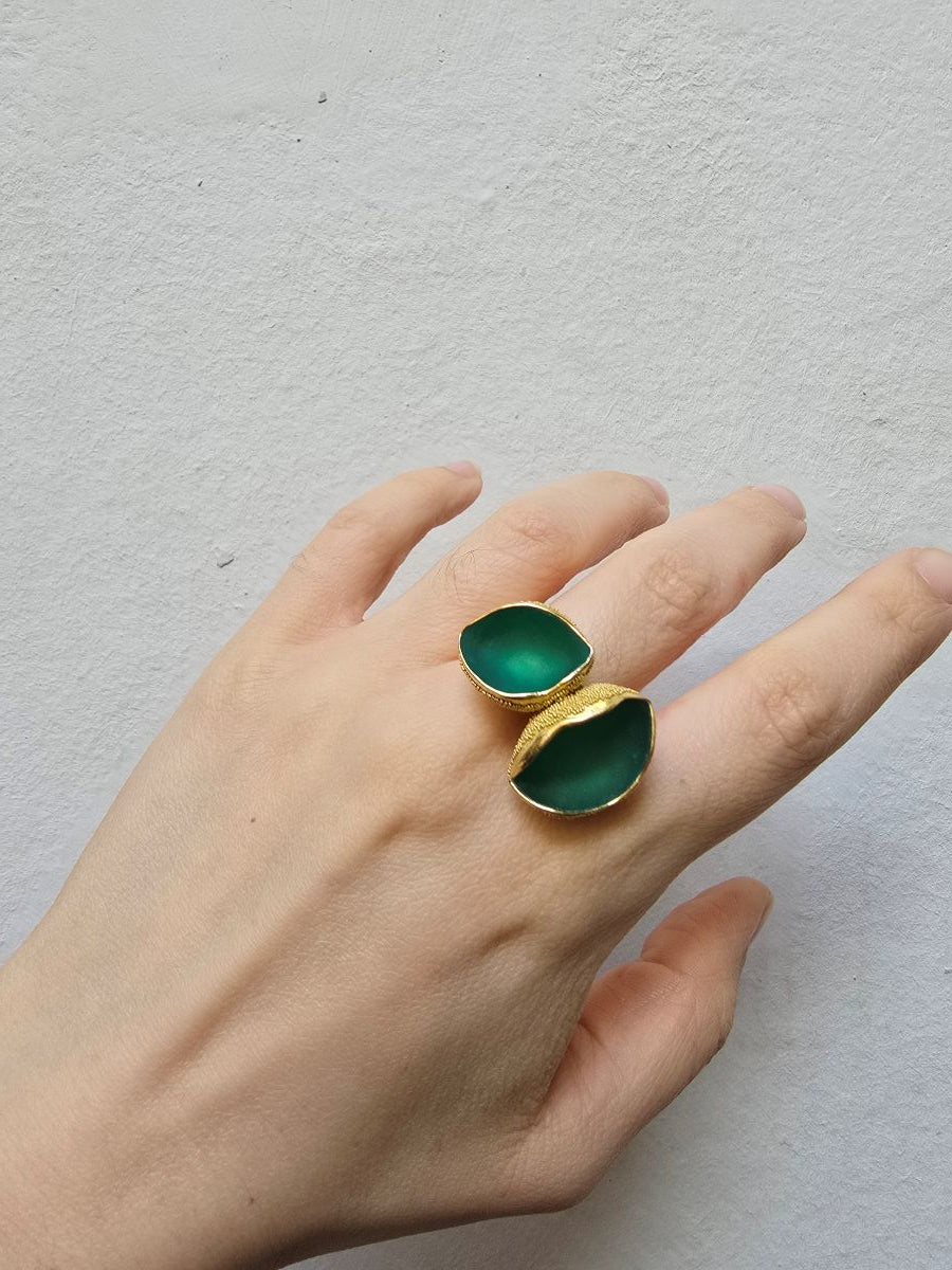 Schneebecherling - Two Cups in Sea Green |Ring|