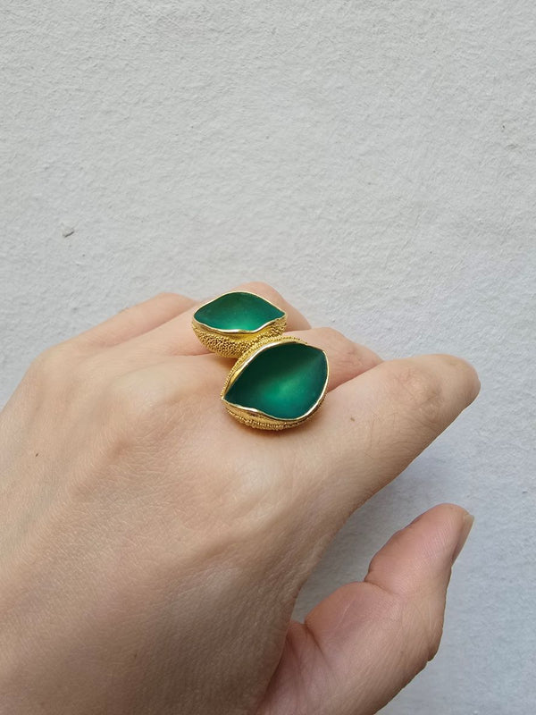 Schneebecherling - Two Cups in Sea Green |Ring|