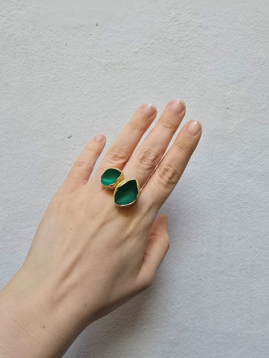 Schneebecherling - Two Cups in Sea Green |Ring|