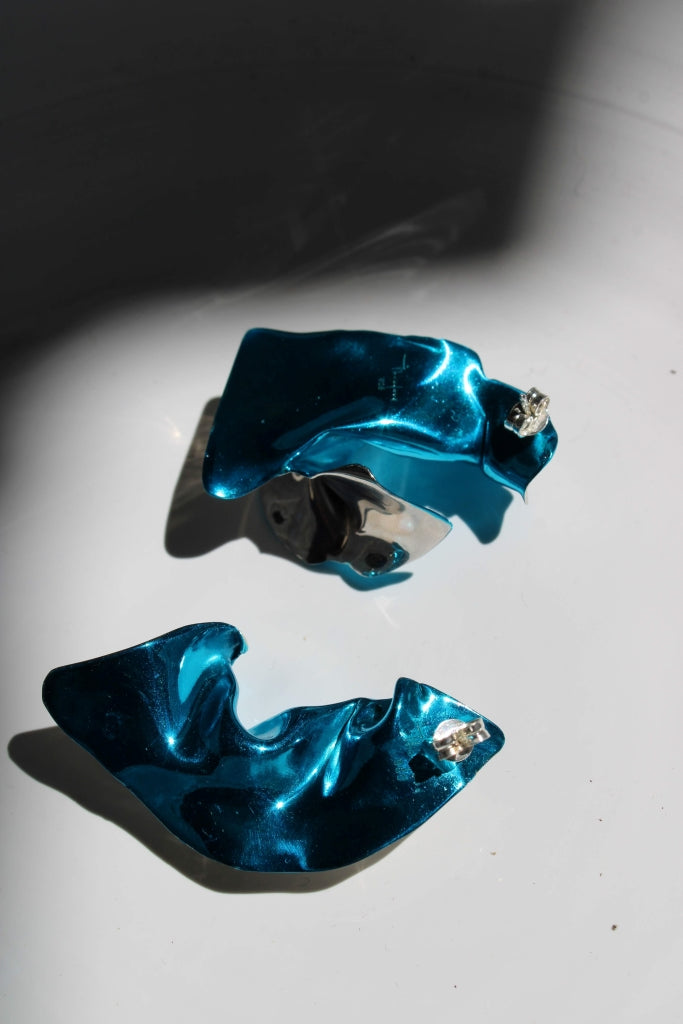 Flamenco Flower in Silver and Celeste - Unique Piece