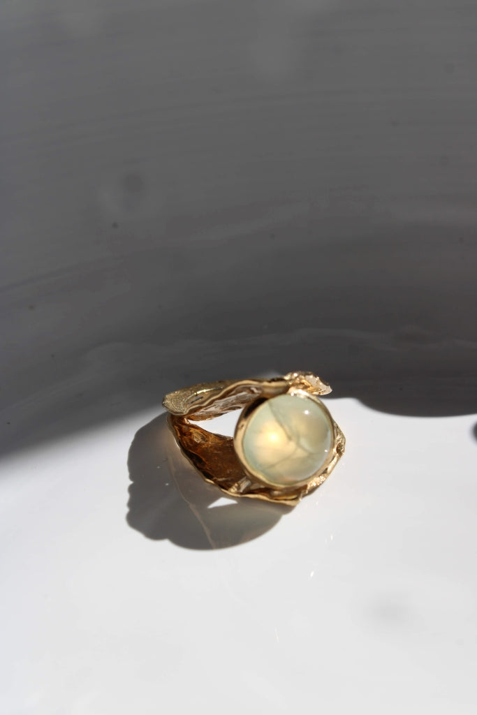 Lagestroemia with Prehnite |Ring| - ONE OF A KIND