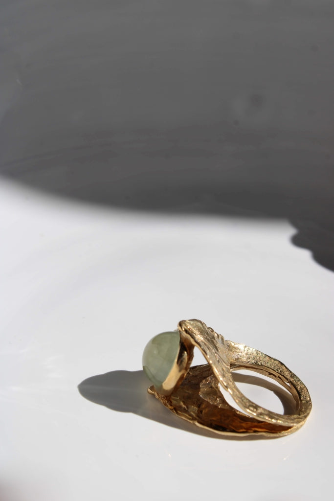 Lagestroemia with Prehnite |Ring| - ONE OF A KIND