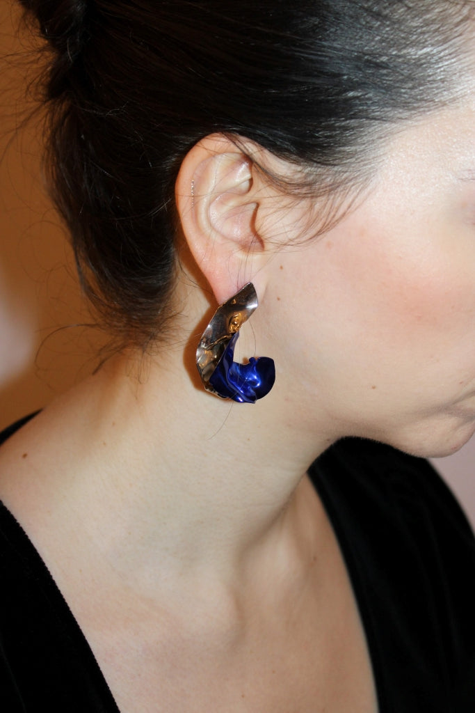 Flamenco Flower in Silver and Blue - Unique Piece |Earrings|