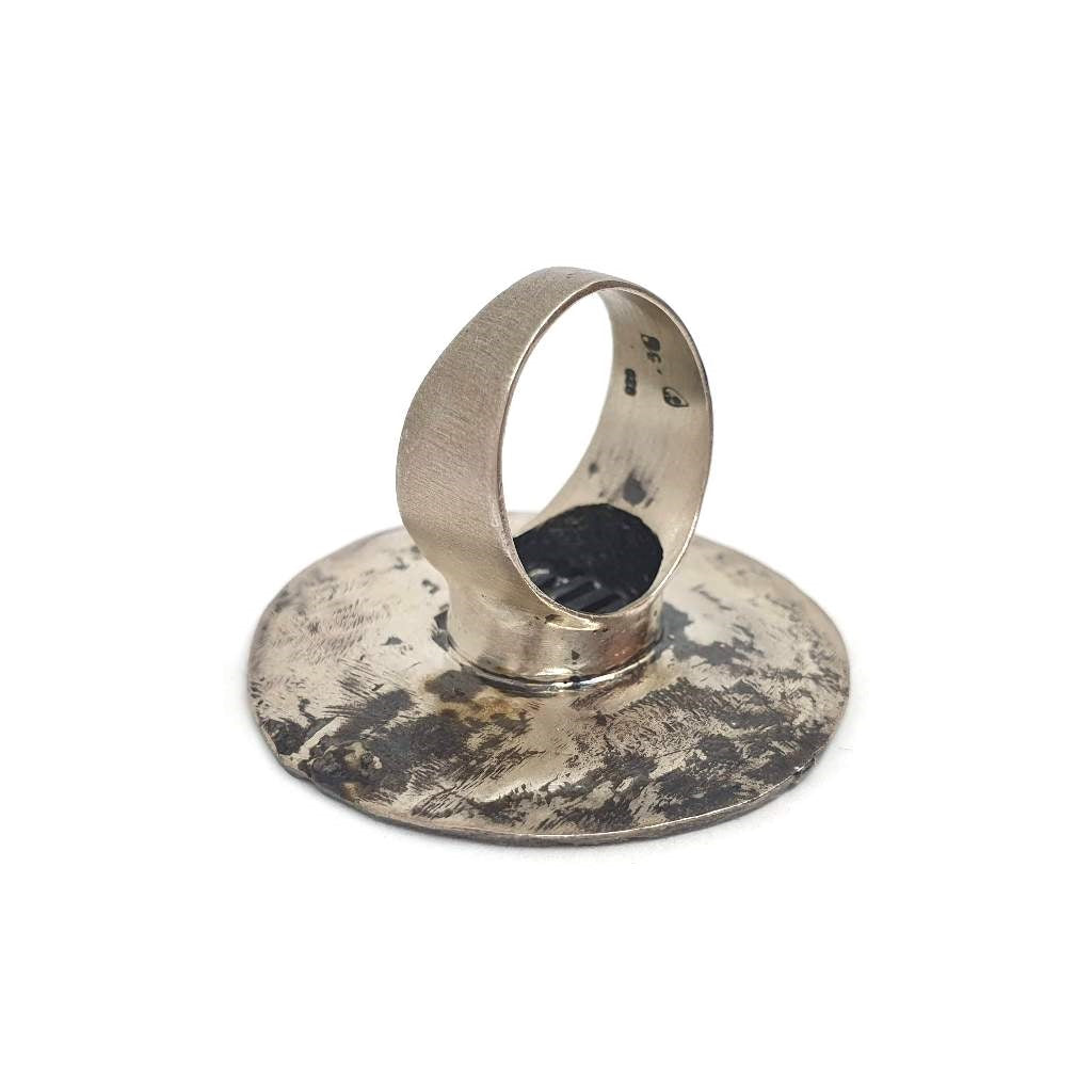 Silver Circle and Gold String Ring