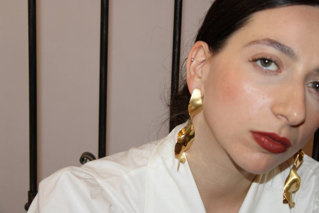 Flamenco Flower Earrings in Gold - ONE OF A KIND
