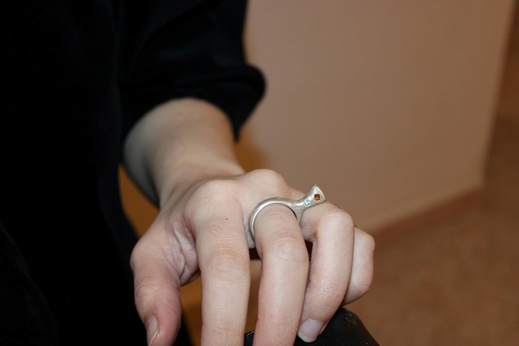 Minima Silver Ring with Topaz and Essonite