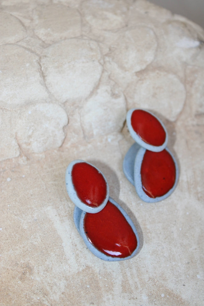 Orchid in Azure and Red |Earrings|
