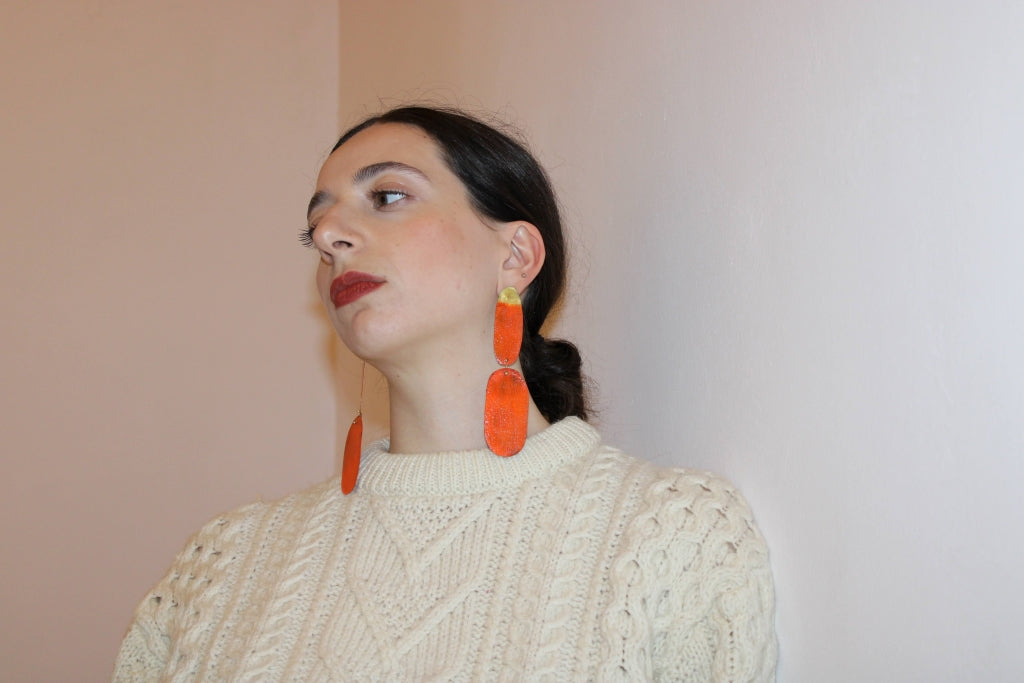 Tragedy Ecstasy Doom in Bright Orange |Earrings|