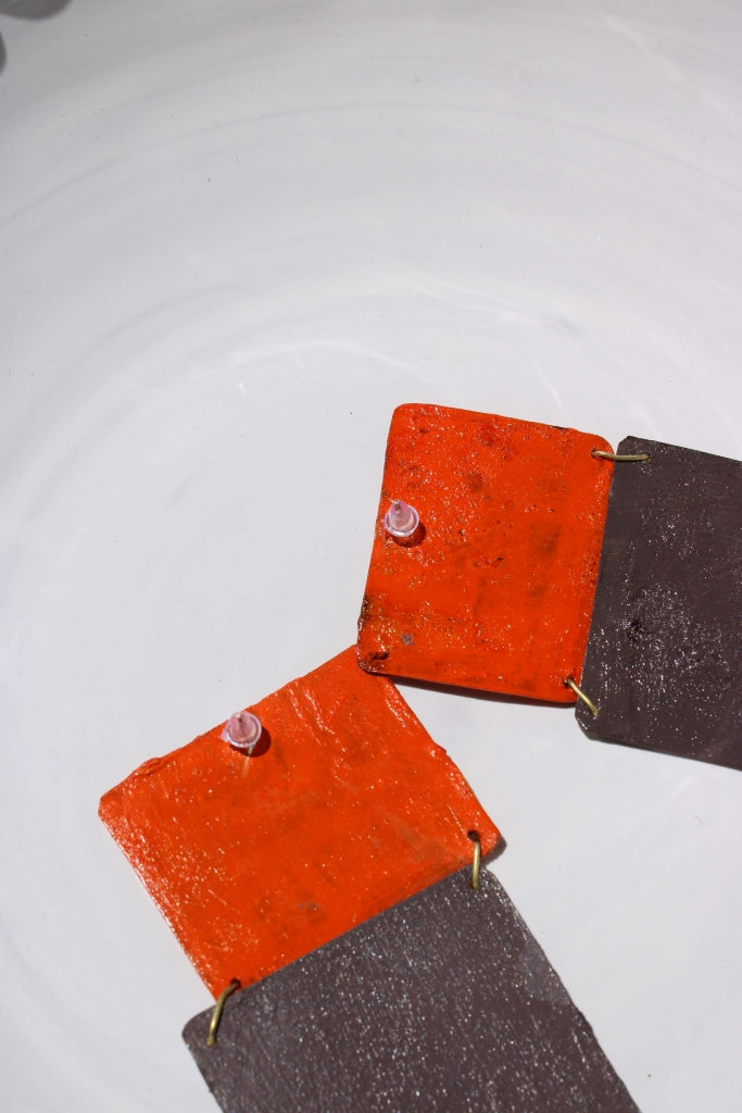 Tragedy Ecstasy Doom in Orange and Elephant |Earrings|