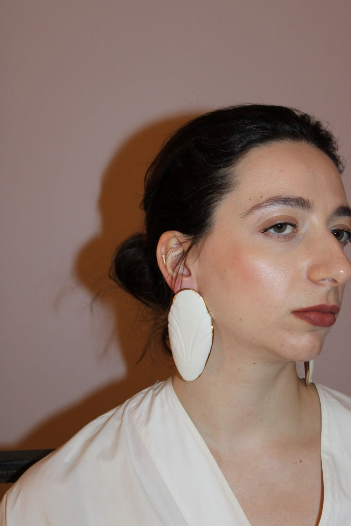 Large Mademoiselle Pogany Earrings in White