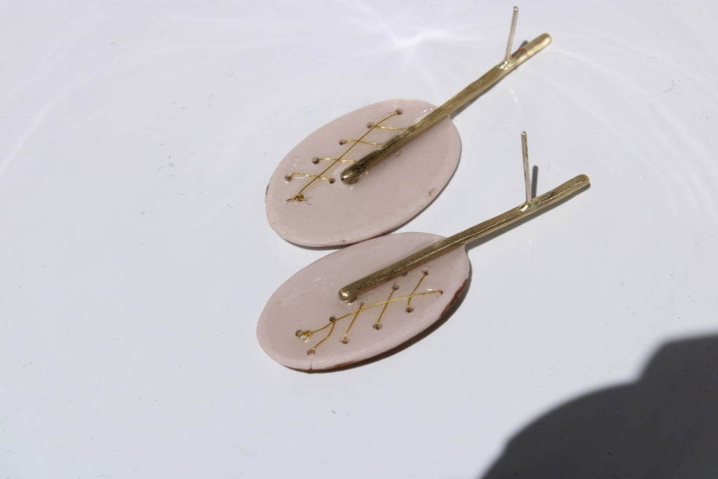 Orchid Earrings in Mauve and Mat Gold