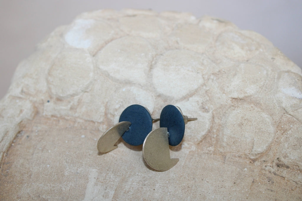 Orchid Twisted Earrings in Navy and Silver