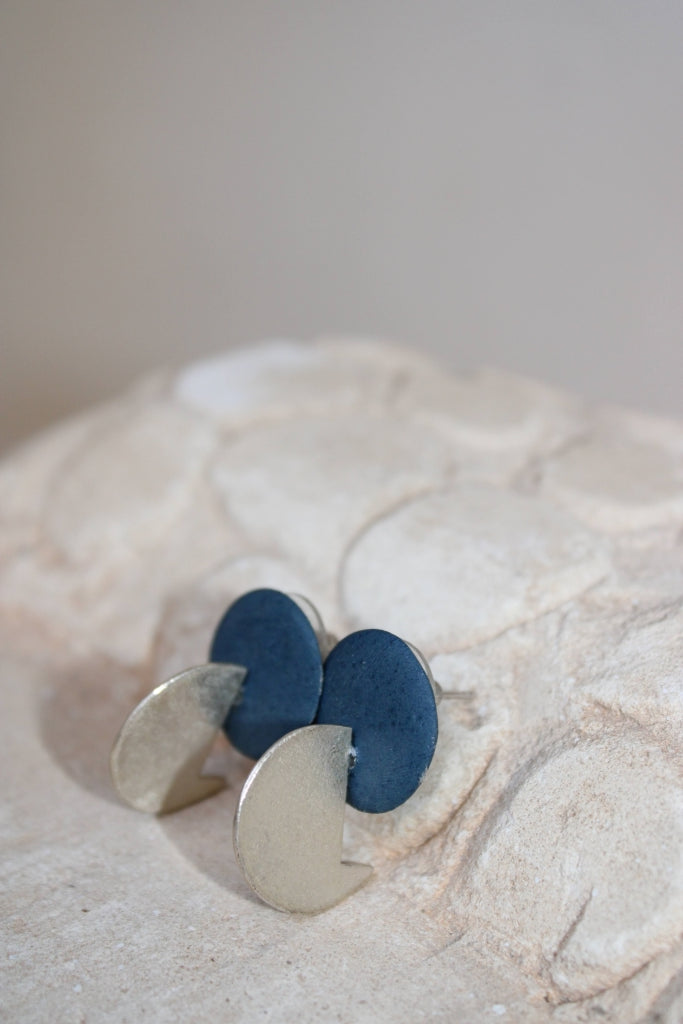 Orchid Twisted Earrings in Navy and Silver