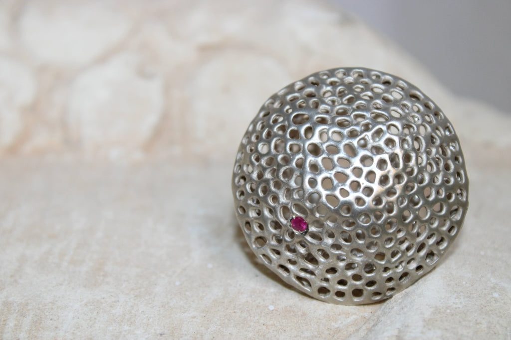 Aria Perfect Round Ring with Ruby in Silver