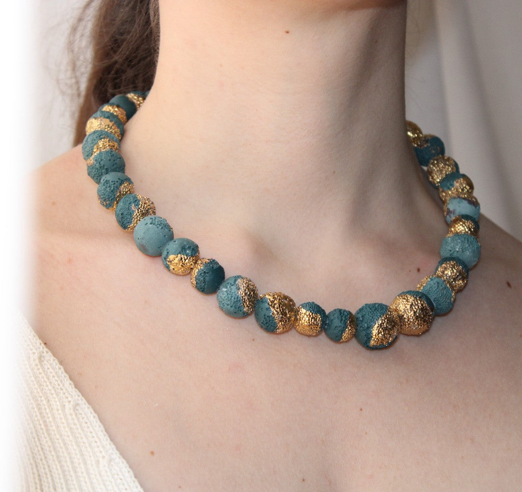 Reef Necklace in Forest Green and Gold