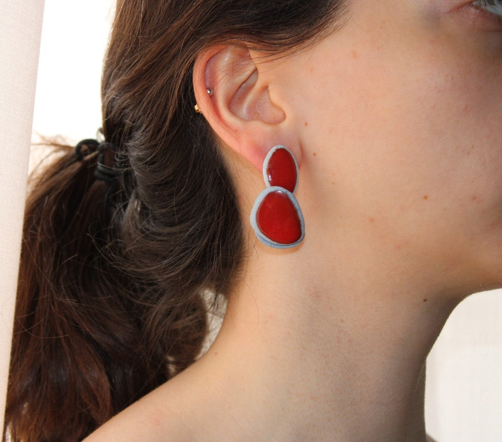 Orchid in Azure and Red |Earrings|