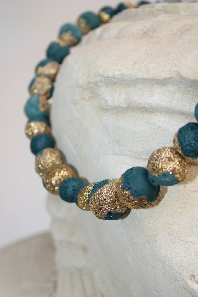 Reef Necklace in Forest Green and Gold