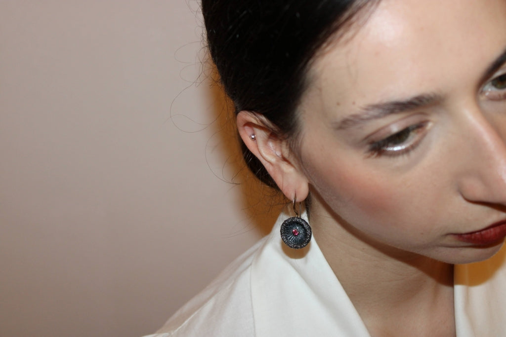 Ruby Mushroom Earrings