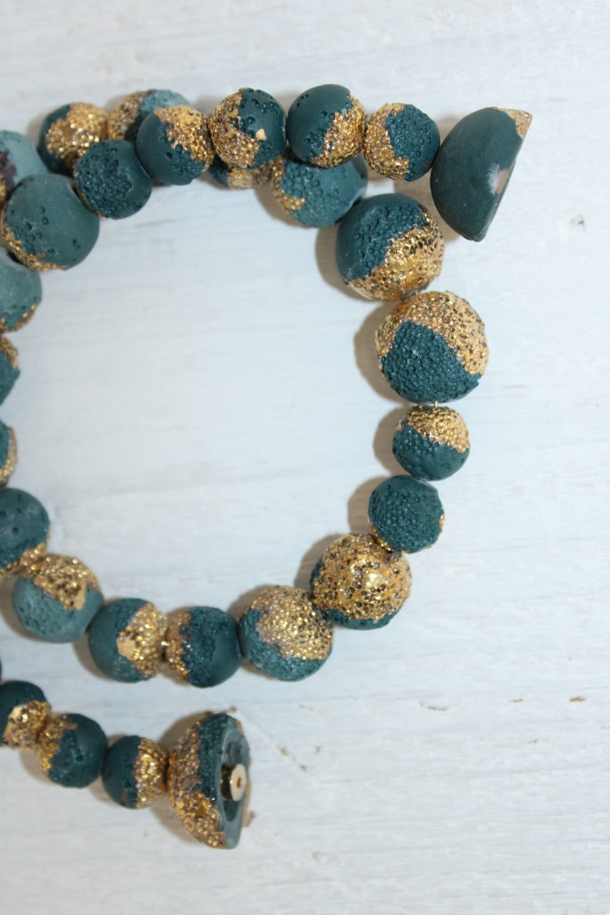 Reef in Forest Green and Gold |Necklace|